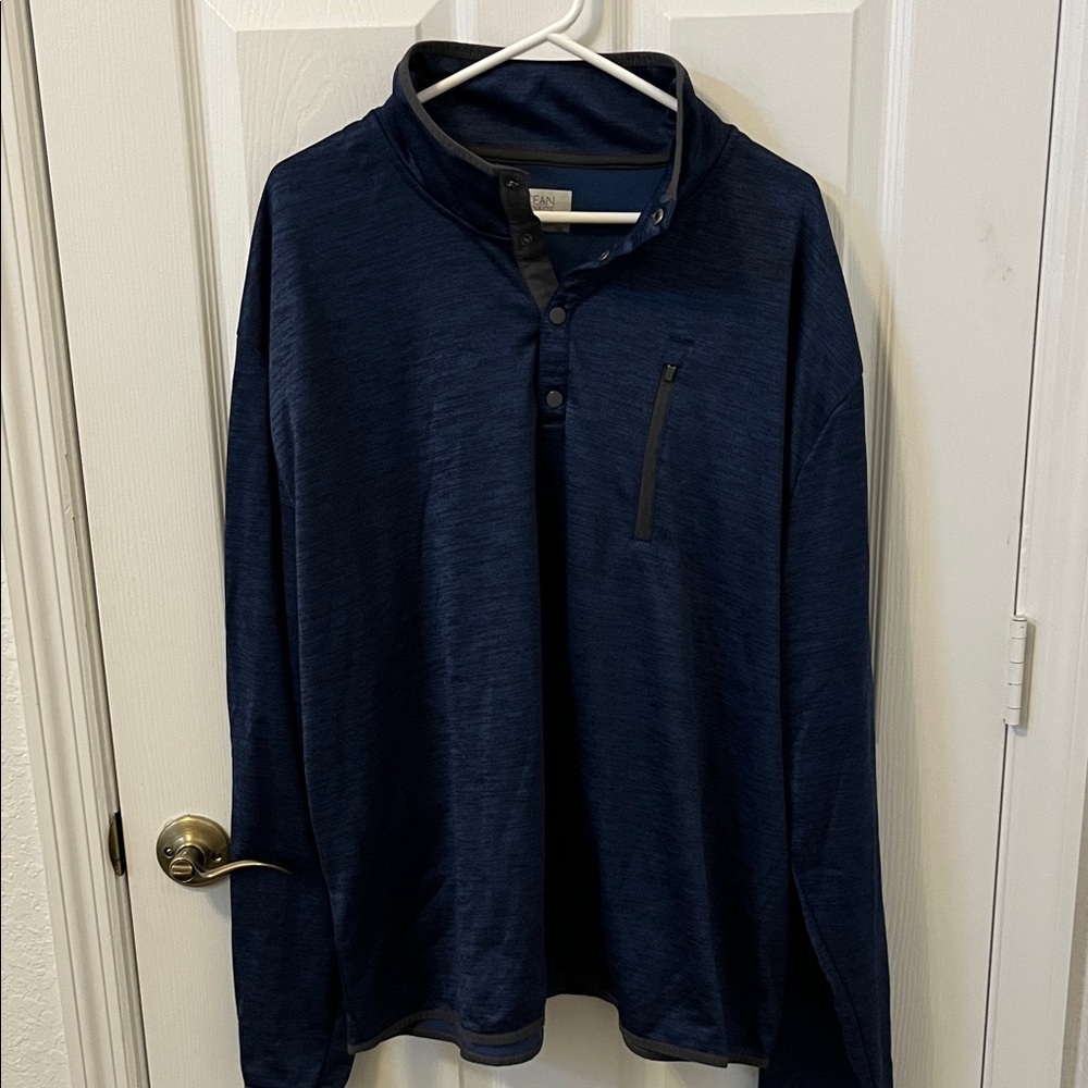 Ocean Coast Navy Long Sleeve Pullover with Snap Collar XXL